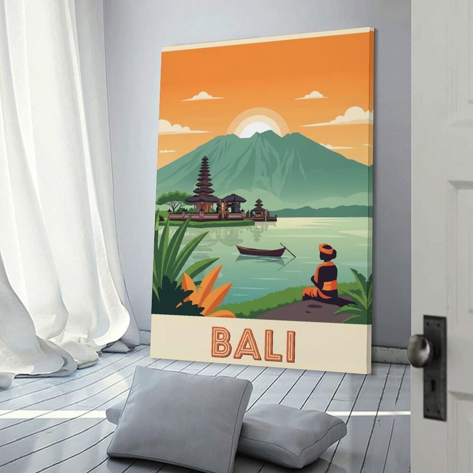 Junmoney Bali Travel (4) Canvas Wall Decor 24x36inch(60x90cm), for Entrance Walls, Hall Decor Or Foyers, Wall Decor to Refresh Empty Corners