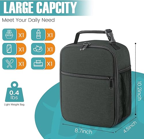 Miniatura 2 de Lonchera para hombres y mujeres, lonchera reutilizable para adultos, pequeña lonchera aislada, bolsa de almuerzo para oficina, trabajo, picnic,