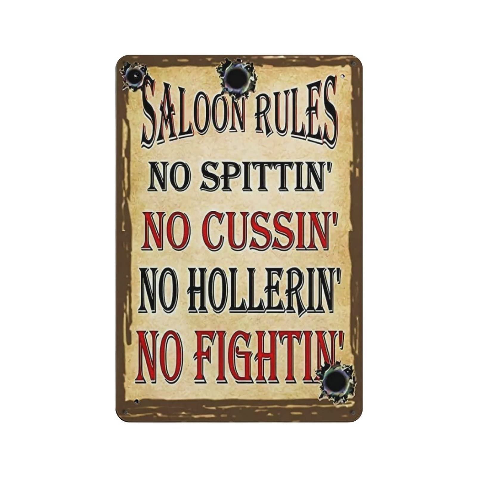 AOOEDM Saloon Rules Metal Sign for Home Coffee Garage Wall Decor Vintage Poster Bar Signs for Home Bar Retro Metal Tin Sign