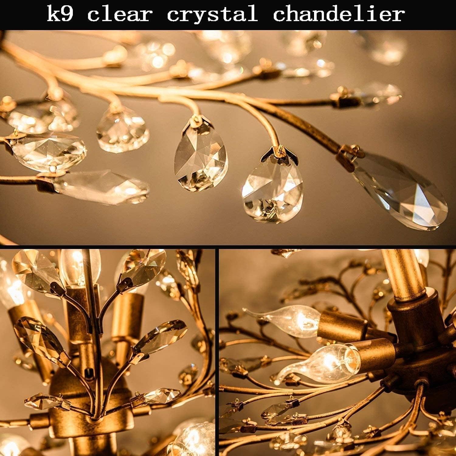 Generico LAUMZX Lampadario di cristallo americano lusso a 3 luci K9, lampada a sospensione a soffitto con sfera trasparente a goccia pioggia, apparecchio a a LED for sala da pranzo, soggiorno, foyer