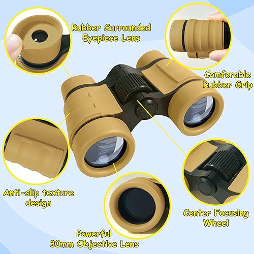 Vista 38 de ESSENSON Prismáticos para niños, juguetes de regalo para niños de 3 a 12 años, telescopio al aire libre para deportes y juegos al aire libre, Azul
