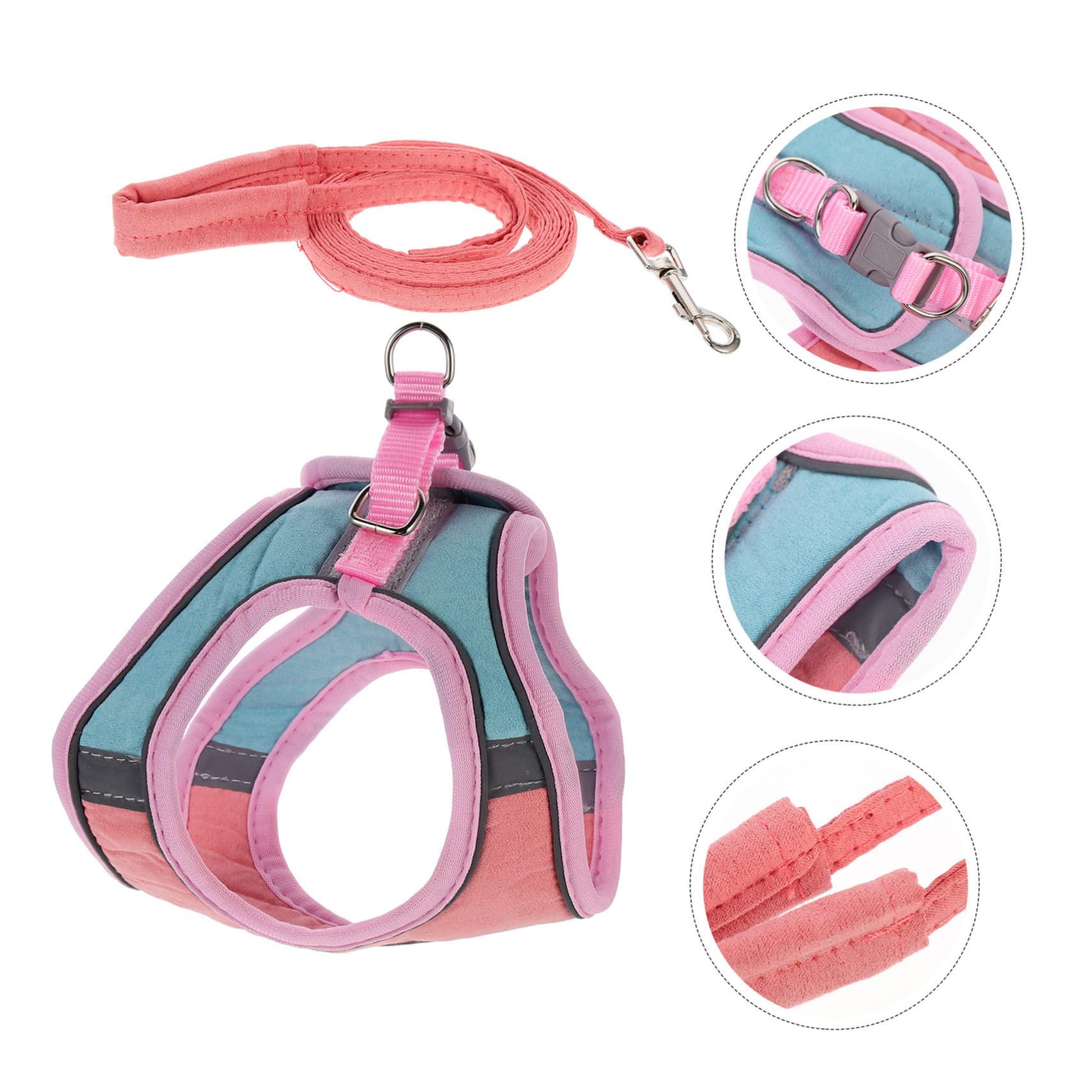 Happyyami 5sets Pettorina Per Gatti e Cuccioli Riflettente Con Guinzaglio Vestibilità Comoda Per Passeggiate Notturne e Allenamento All Aperto
