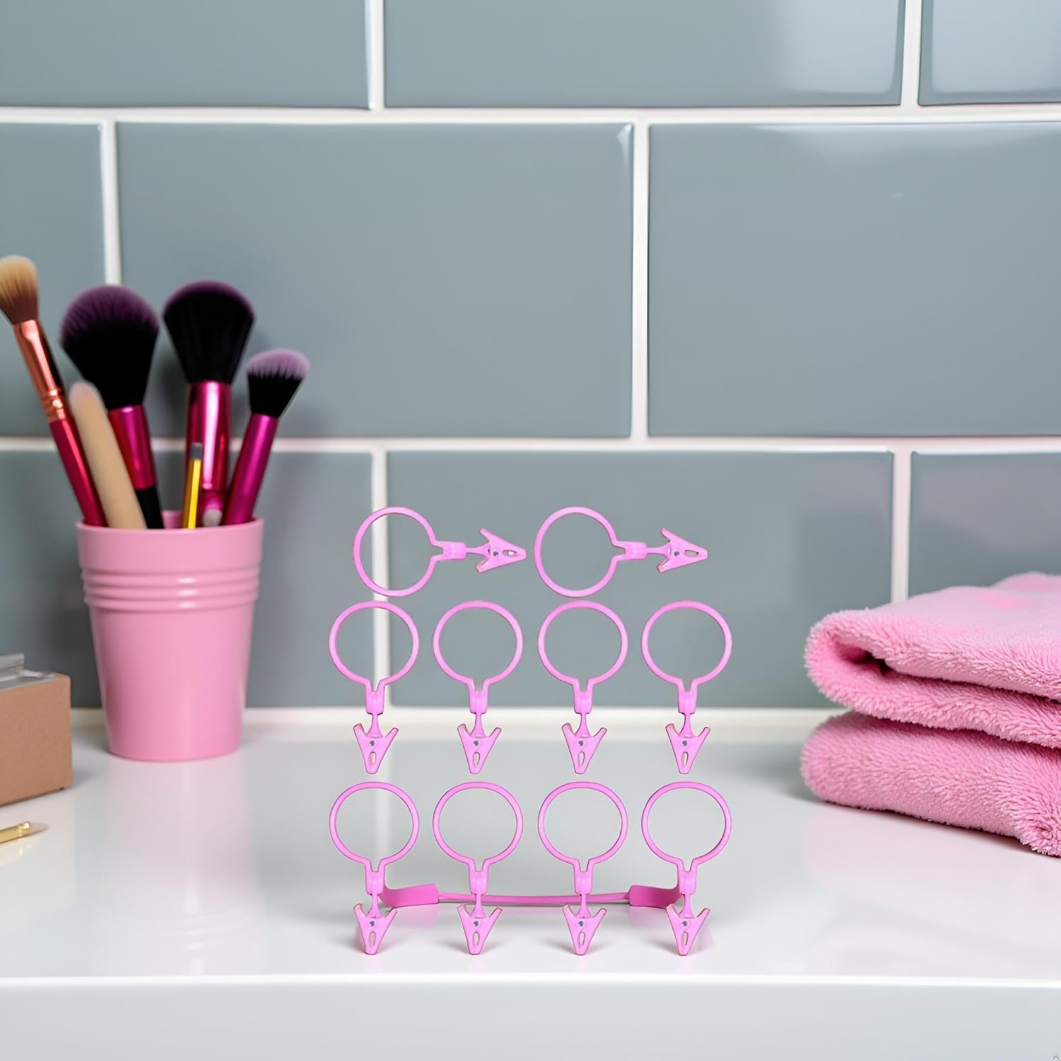 10pcs Pink Detachable with Strong Clamping Curtain Hook Fixed Burr-Free Shower Curtain Ring Drape Clip Home Supplies Shower Curtain Hangers image 5