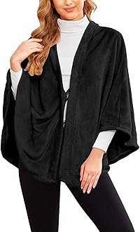 Ekouaer Flannel Faux Poncho for Women Lightweigh Blanket Warm TV Shawl Winter Coat Sweater Cape