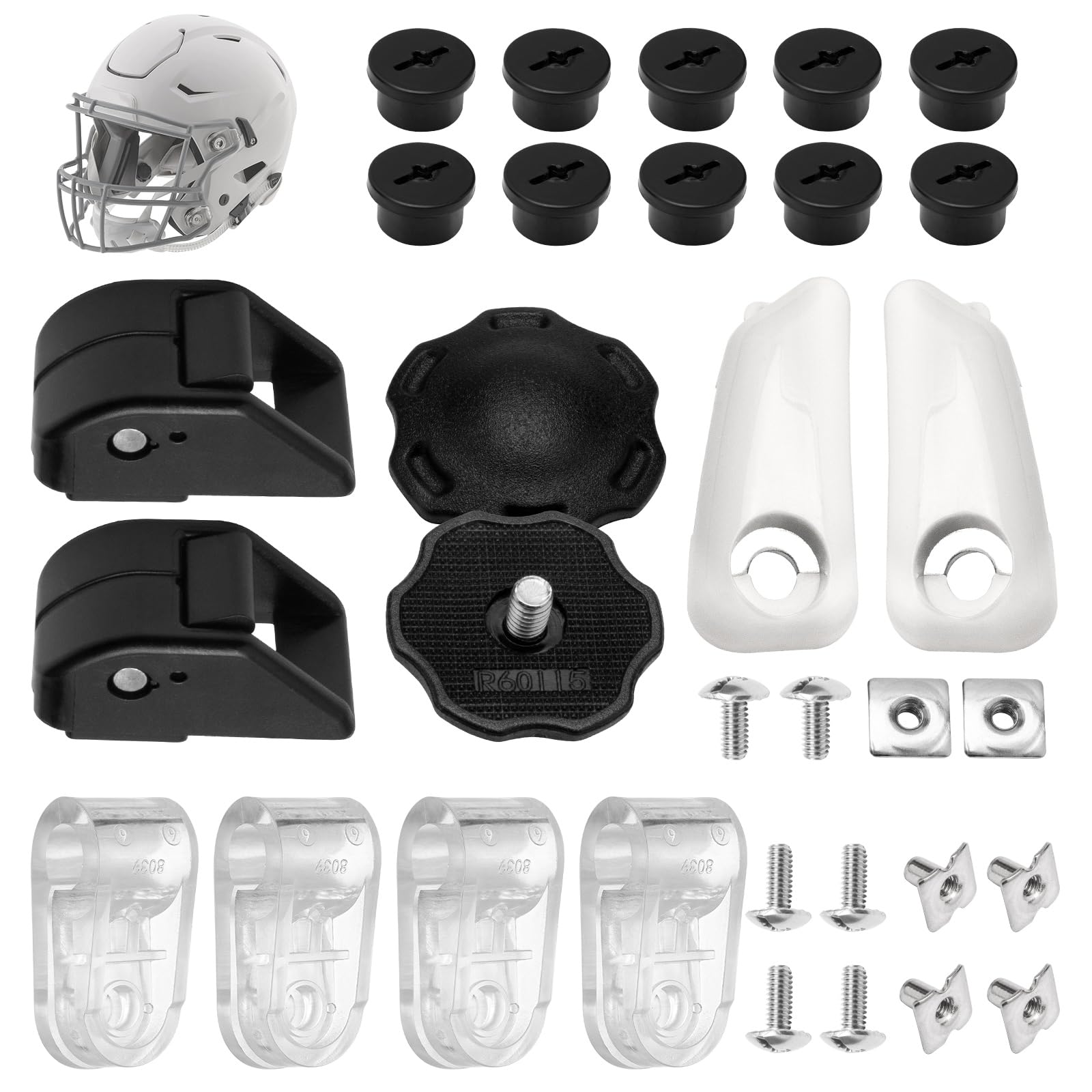 Football Helmet Fastener Part for Riddell Speedflex, Including Speedflex Thumb Screws, Chinstrap Cam Lock Housing, Football Helmet Chin Strap Clips and Bladder Valve Screws : Sports & Outdoors