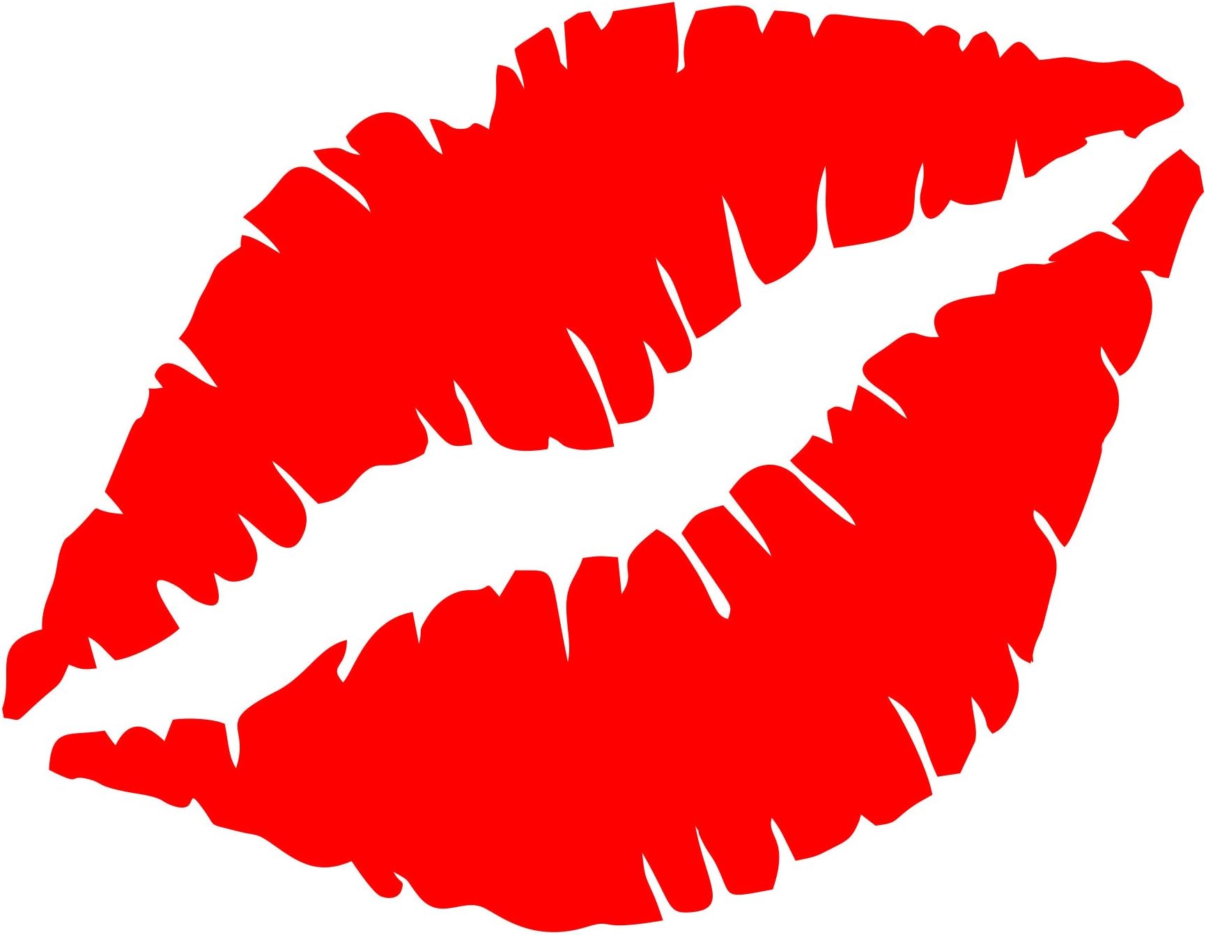 KISS MARK LIPS 5.75 X 4.45 RED CUTE FOR CARS, TRUCKS, WINDOWS VANITY MIRRORS AND MORE.