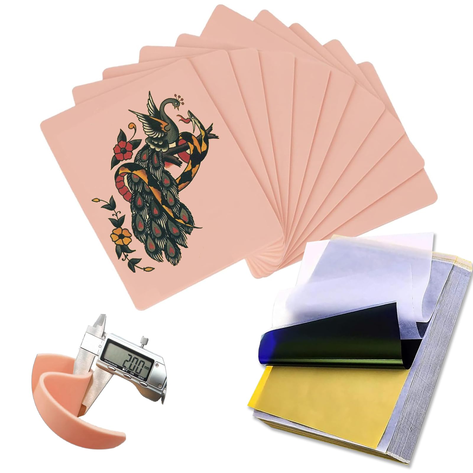 Juego de papel de transferencia para piel sintética de 2 mm, 10 unidades y 20 papel de transferencia para tatuajes