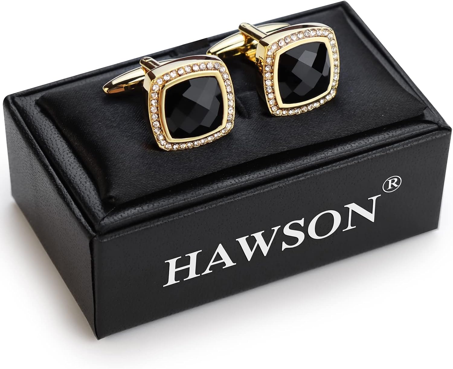 HAWSON Cufflinks for Men, Gold Diamond Crystal Cufflinks for Groom Husband Personalized Gifts, Mens Formal Wedding Business Cufflinks, Luxurious Gorgeous Cuff Links French Shirt Accessories - Image 4