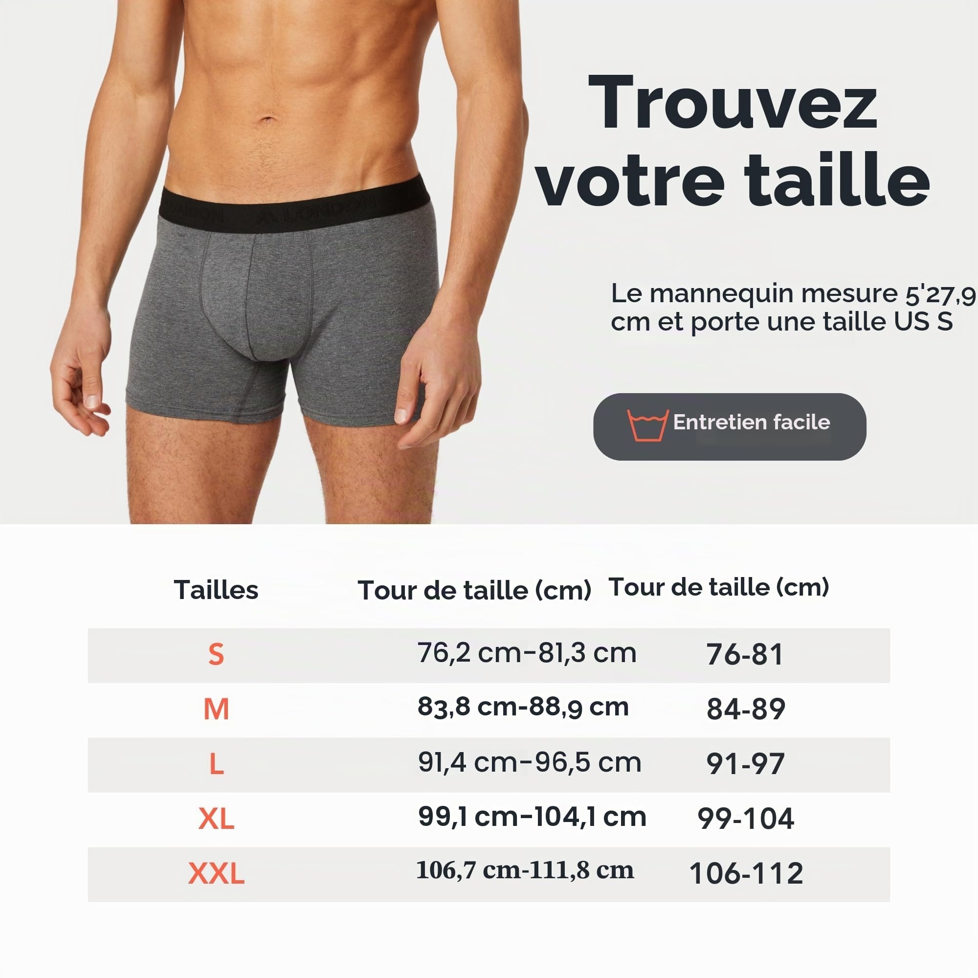 FM London Boxers Lot de 5 pour Homme avec Technologie de Protection Contre Les odeurs HyFresh