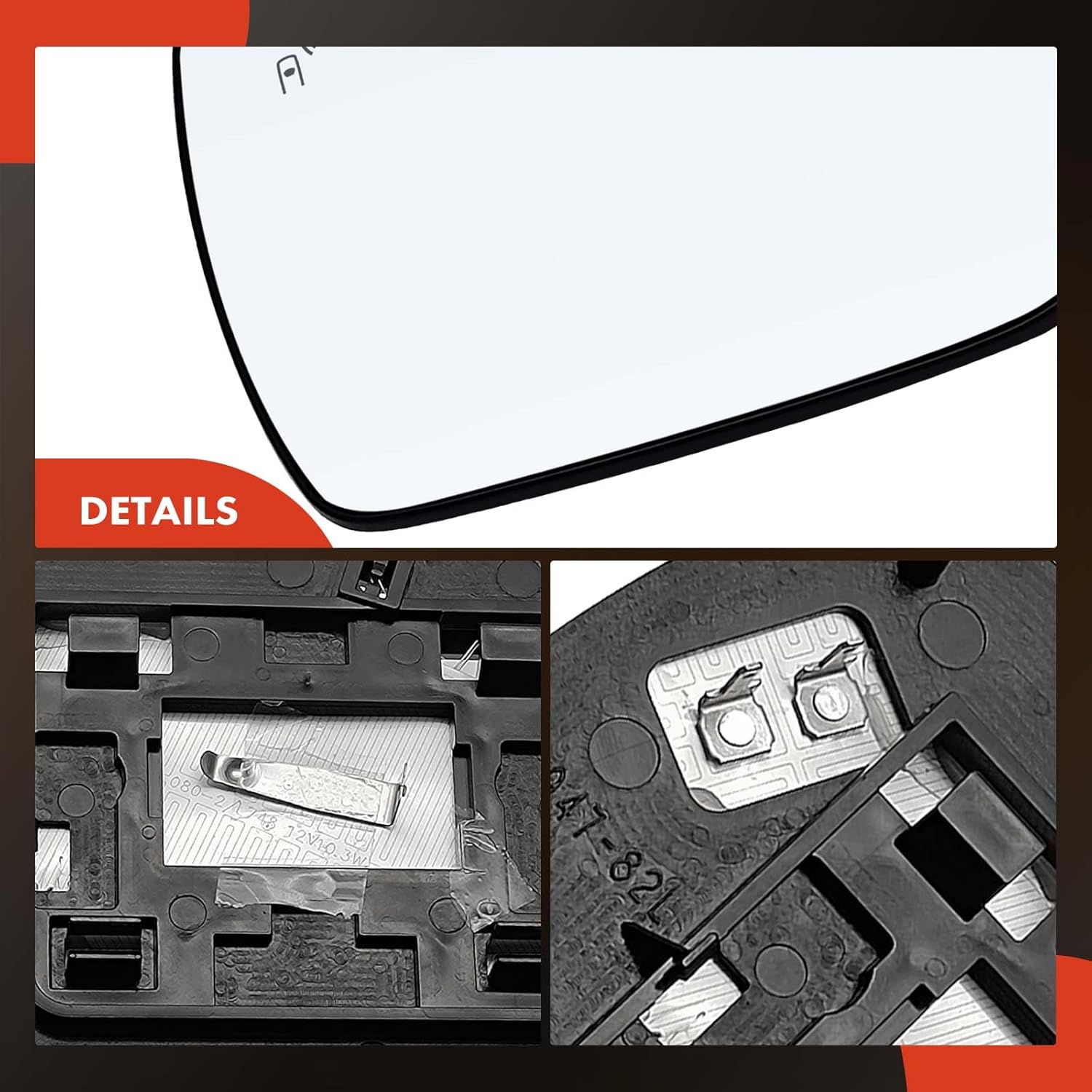 A-Premium Left Driver Side Heated Mirror Glass with Backing Plate - Compatible with Subaru Outback 2015-2017, Crosstrek 2016-2017, Legacy 2015-2017, WRX 2016-2021 - Exterior Side View Flat Mirror