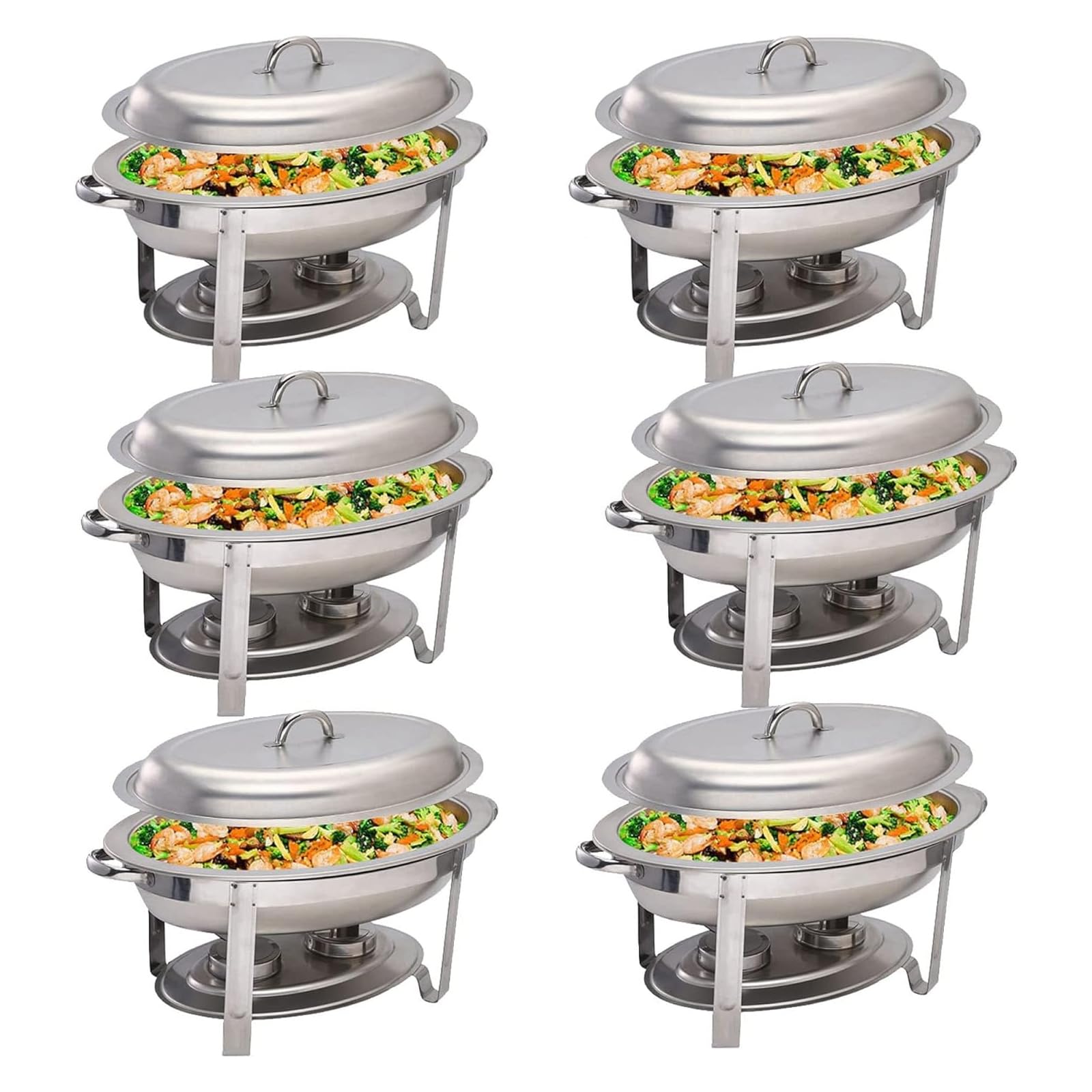 Scaldavivande E Scaldavivande A Buffet Con Teglia Per Alimenti, Coperchio Per Contenitori Di Combustibile - Scaldavivande Ovale In Acciaio Inossidabile Da 5,5 L Per Cucina, Feste, Cene A Buffet, Arge