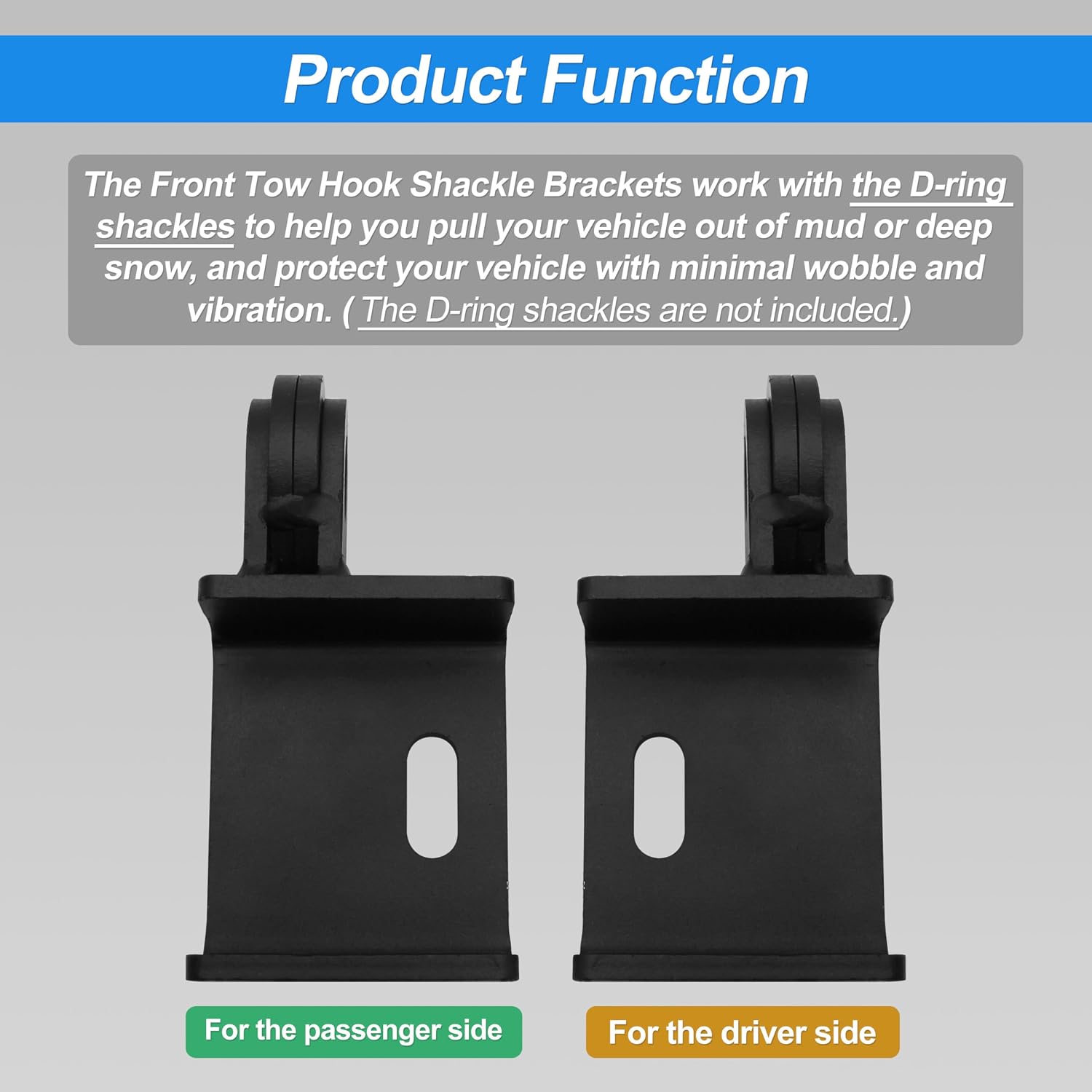 88711 Front Tow Hook Mounting Bracket,Compatible with Toyota Tacoma 2009-2023,Also Compatible with 3/4" D-Ring Shackle,2 pcs
