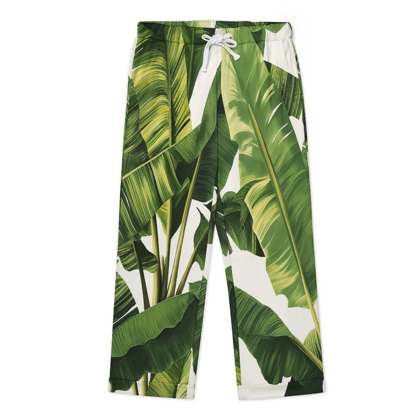 OLEETS Completo Pigiama da Uomo - Paesaggio di Foglie Completo da Notte Pantaloni Caldo Invernale Comodo con Tasche Top Morbido E Ampio 2 Pezzi