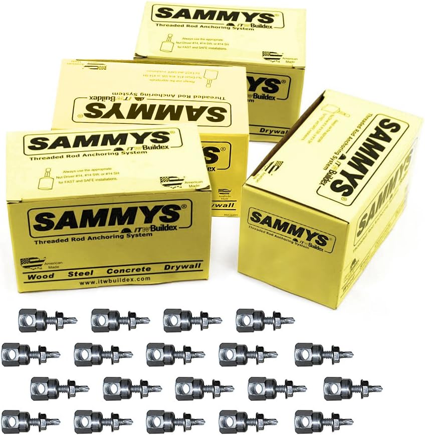 Everflow Sammys 8054957-100 SWDR 1-1/2 3/8 Inch Screw Horizontal Threaded Rod Anchor Design for Steel Structure, Steel, Zinc Plated, Corrosion Resistance, 12-24 x 1-1/2 Inch Screw Length (Pack of 100)
