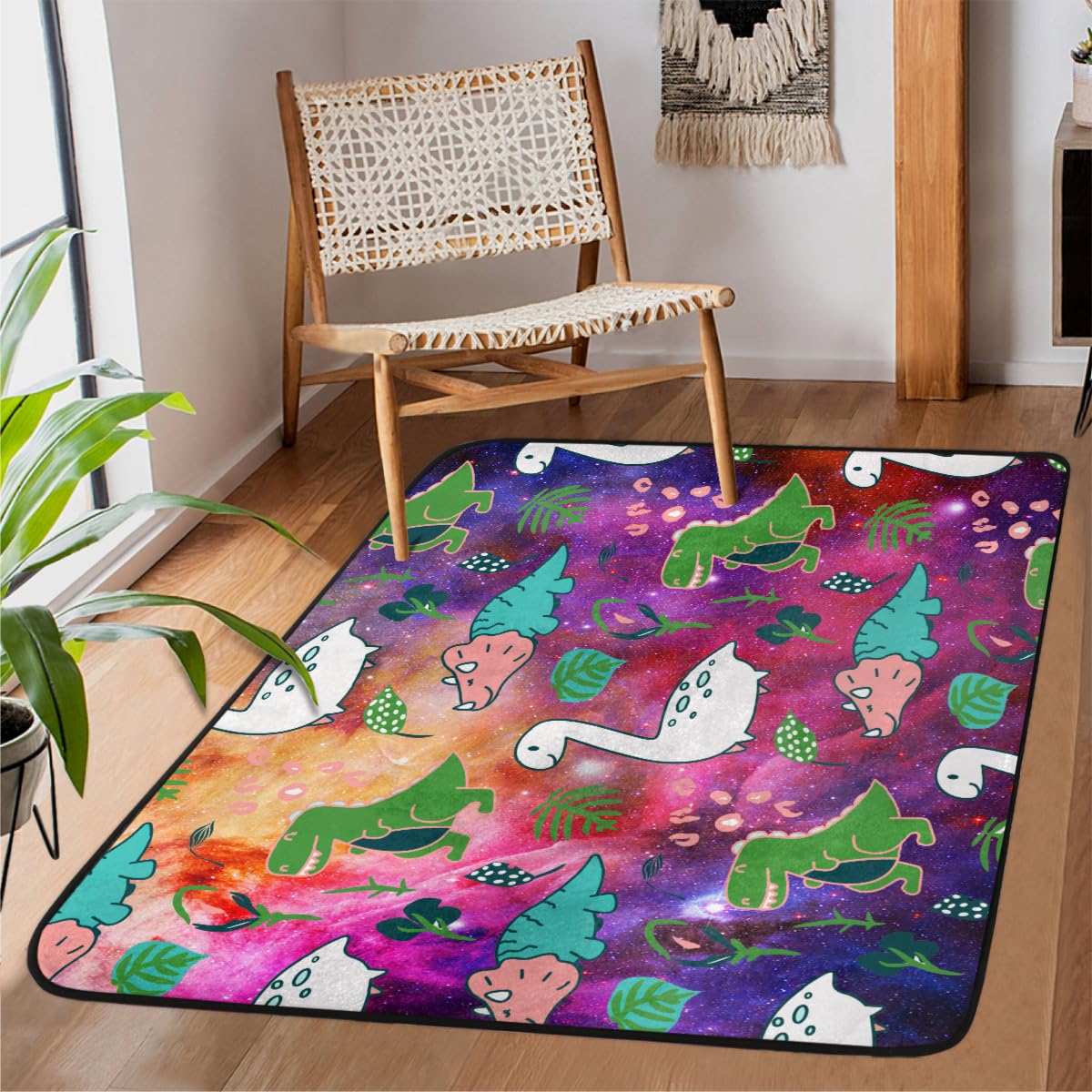 Tapis antidérapant lavable pour chambre d'enfant motif dinosaure 122x160