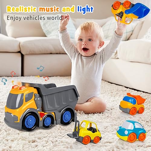 Miniatura 3 de Juguetes de coche para niños y niñas de 2 3 4 5 años camión volquete grande de 12 pulgadas con luz y sonido carretilla elevadora pequeña Push and Go