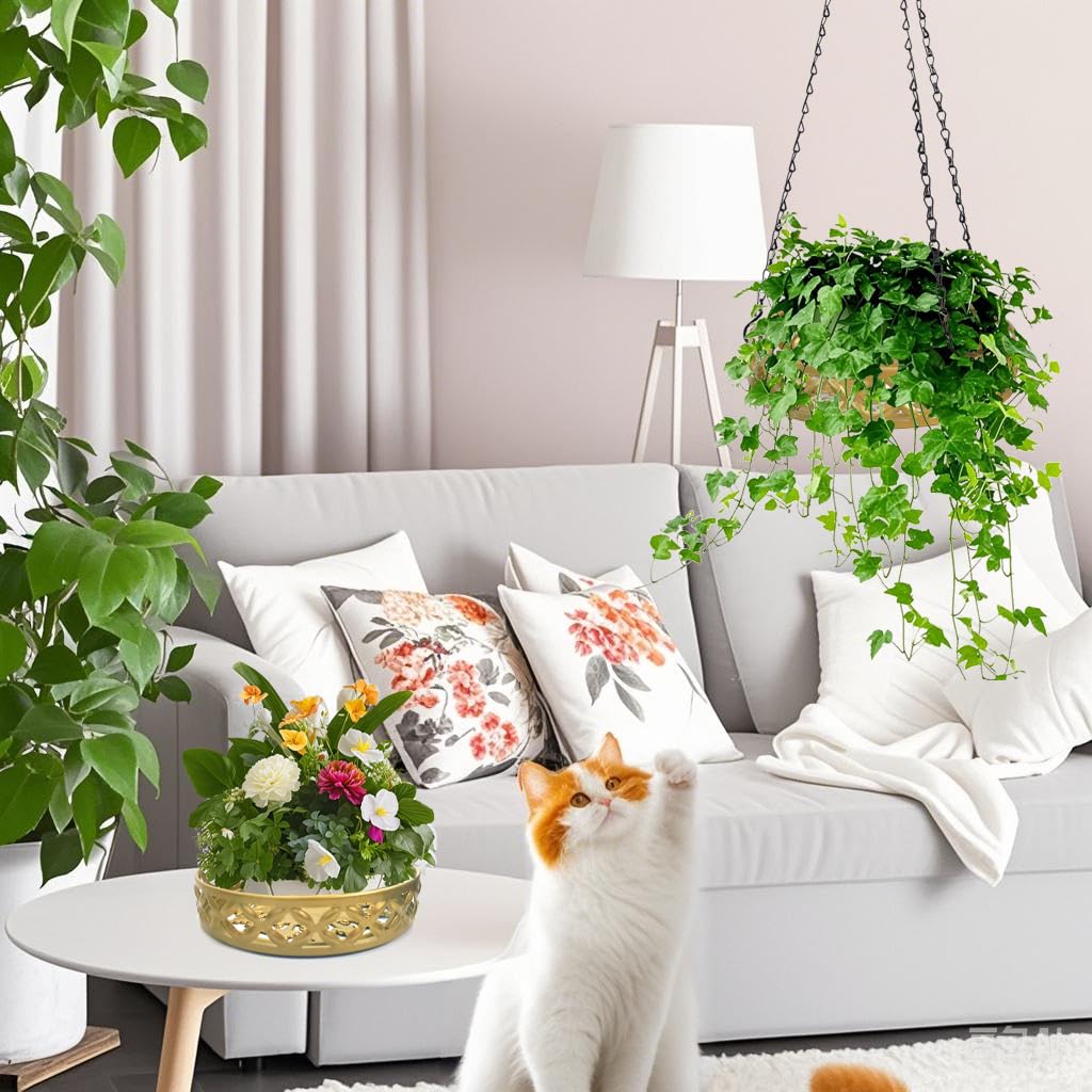 Lot de 3 suspensions en métal pour Plantes Modernes - Noir - Chaîne de Suspension pour Balcon, Porche, intérieur et extérieur