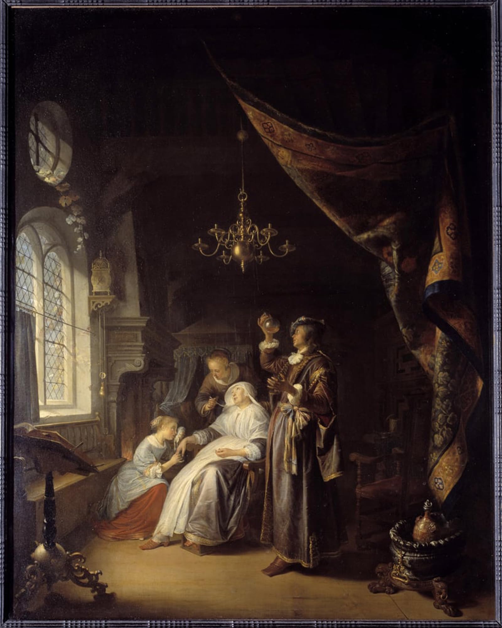 POSTERIIk Famous Print Pop Art Wall Art Graffiti the Hydropic Woman a Doctor Examines the Urine of a Woman with Dropsy by Gerrit Dou Art Prints for Home Decor 60x90cm