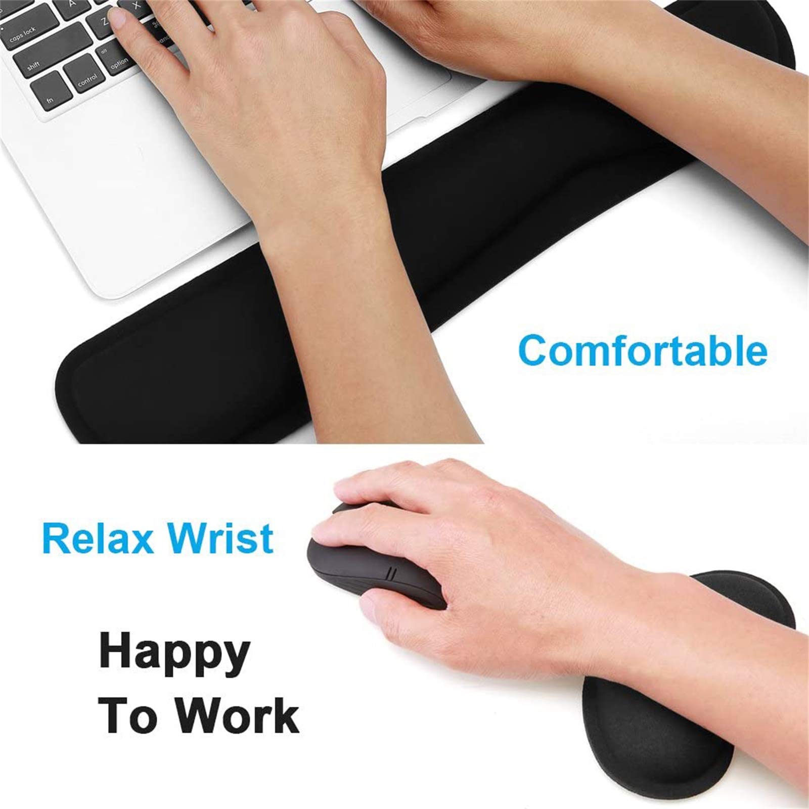 Poggiapolsi Ergonomico Per Tastiera E Mouse – Supporto Morbido Grigio Per Digitazione Confortevole - 4