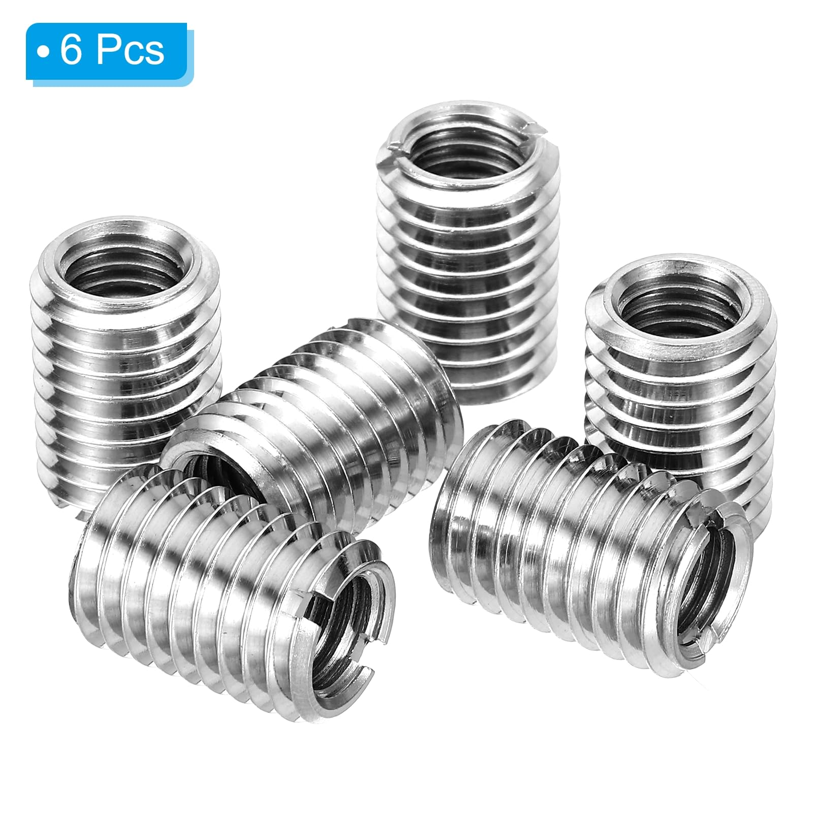 PATIKIL Rosca Adaptadores Manguito Reductora Tuerca, 6uds M14*2 Macho a M10*1.5 Hembra Reparación Inserto Tuerca Tornillo Reductor Conversión Inoxidable Acero Sujetador 20mm