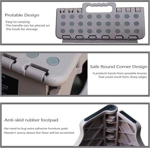Miniatura 3 de Taburete plegable lo suficientemente resistente y seguro, soporta hasta 300 libras, reposapiés de 11 pulgadas para adultos o niños, escalera
