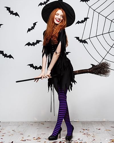 Miniatura 3 de 6 medias de rayas cómodas para mujer, medias de Halloween a rayas para niñas, disfraz de Halloween