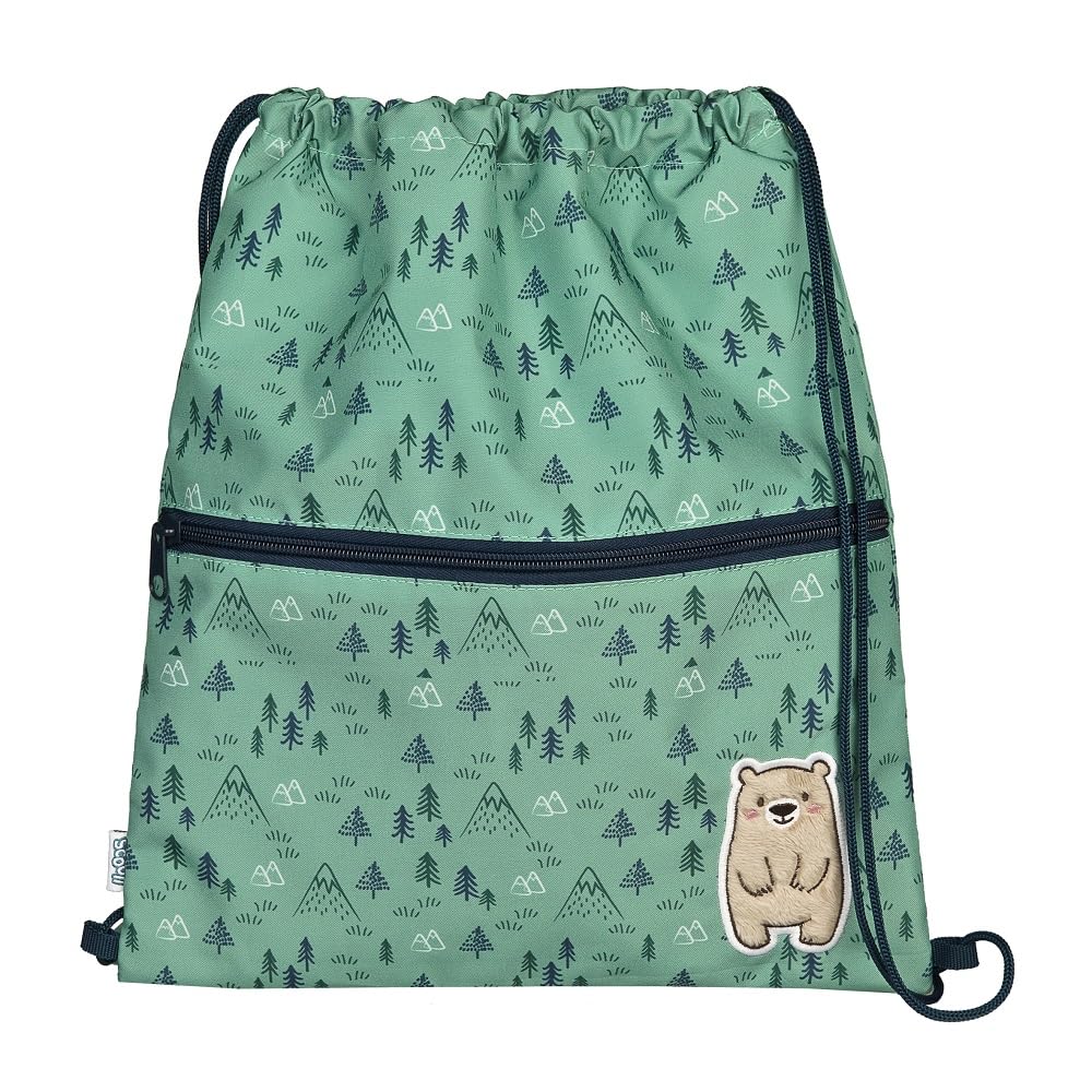 Familando Scooli Mini-Me Kindergarten Rucksack für Jungen und Mädchen | 4-TLG. Set mit Brotdose und Trinkflasche | Ergonomischer Vorschulrucksack für die Kita | Bobby Bär Blau