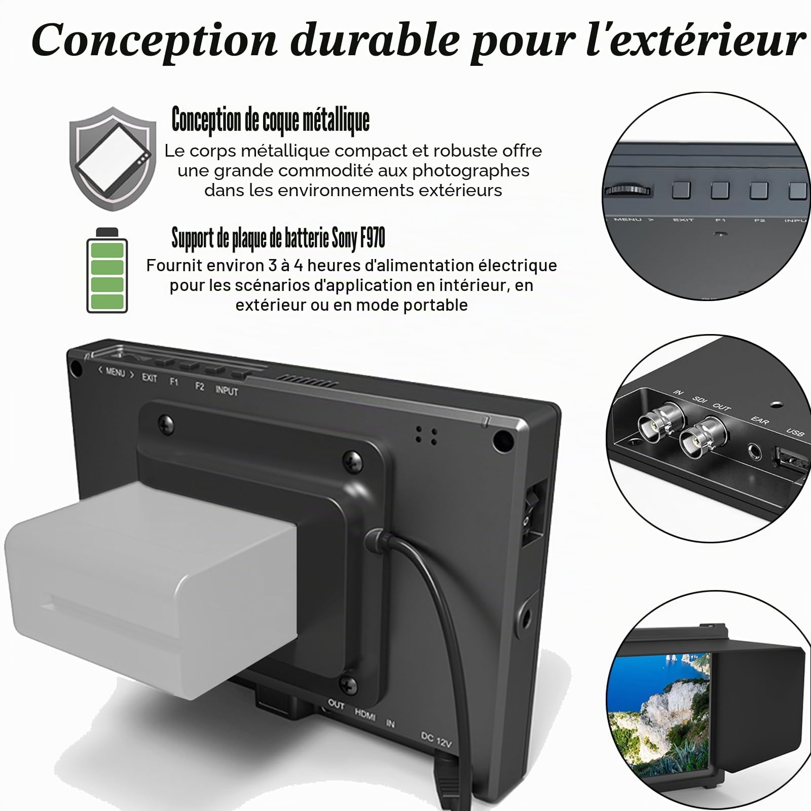 LILLIPUT FS7 7 pouces Caméra Field Monitor Full HD 1920x1200 IPS Caméra Monitor avec forme d'onde, Vectorscope & Histogramme, 4K HDMI & 3G-SDI Entrée/Sortie – DSLR Moniteur für Regisseure und Kamerale