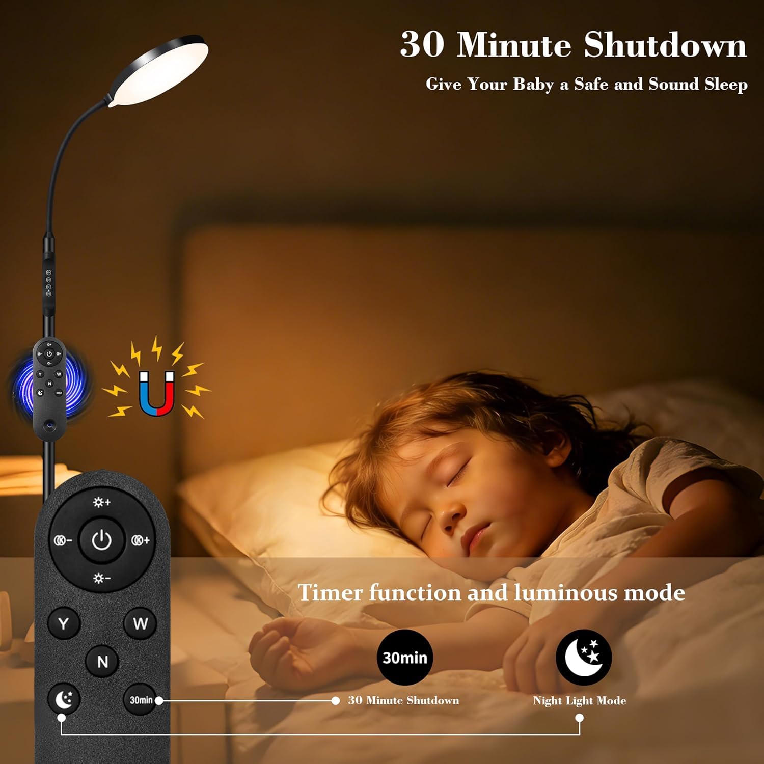 Stehlampe für den Innenbereich, 240 LEDs, augenschonend, höhenverstellbar, Fernbedienung & Touch-Steuerung, dimmbar, flexibler Schwanenhals mit Ständer, Leselampe für Wohnzimmer, Schlafzimmer, Büro