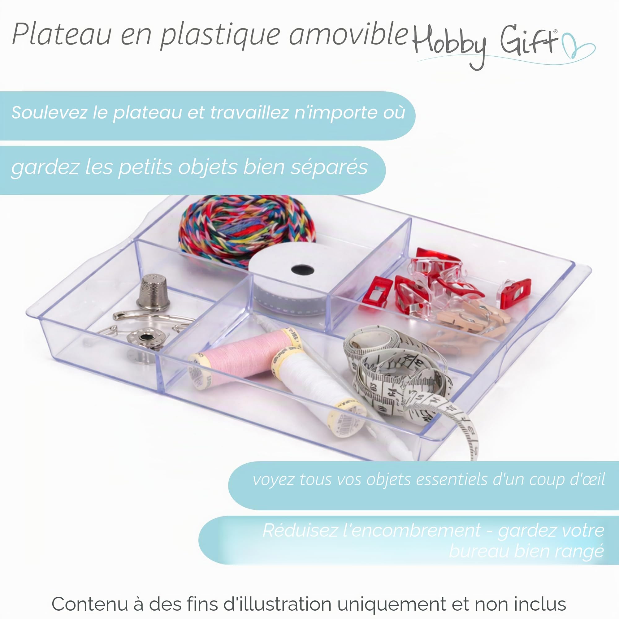 Hobby Gift Exclusif Grande boîte de rangement pour travaux manuels de couture, Gris à Pois