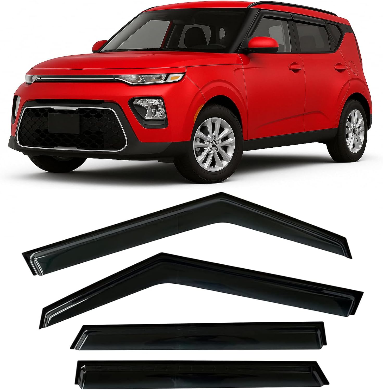 OptimalCo Tinted Tape-On Rain Guards for 2020-2025 Kia Soul - Durable Side Window Visors EX GT-Line Turbo LX S X-Line