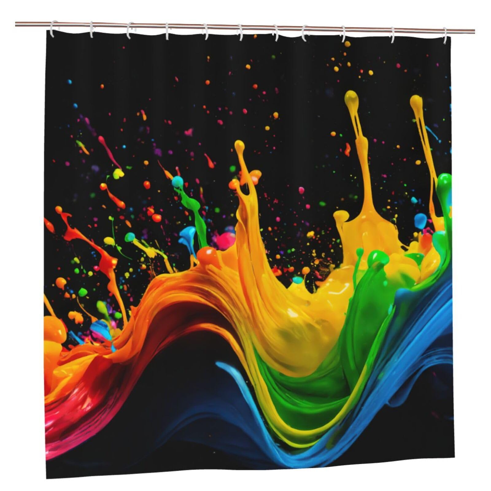Rideau de douche en polyester éclaboussures de peinture étanche 183x183 cm pour salle de bain