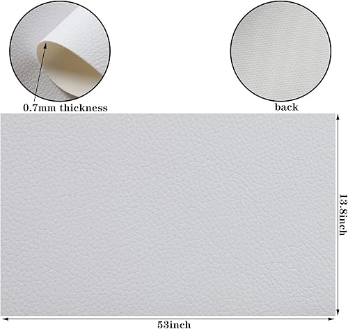 Miniatura 76 de Picheng Hojas de piel sintética de color sólido con textura de lichi, 13.8 x 53 pulgadas, rollo de piel sintética suave muy adecuado para hacer