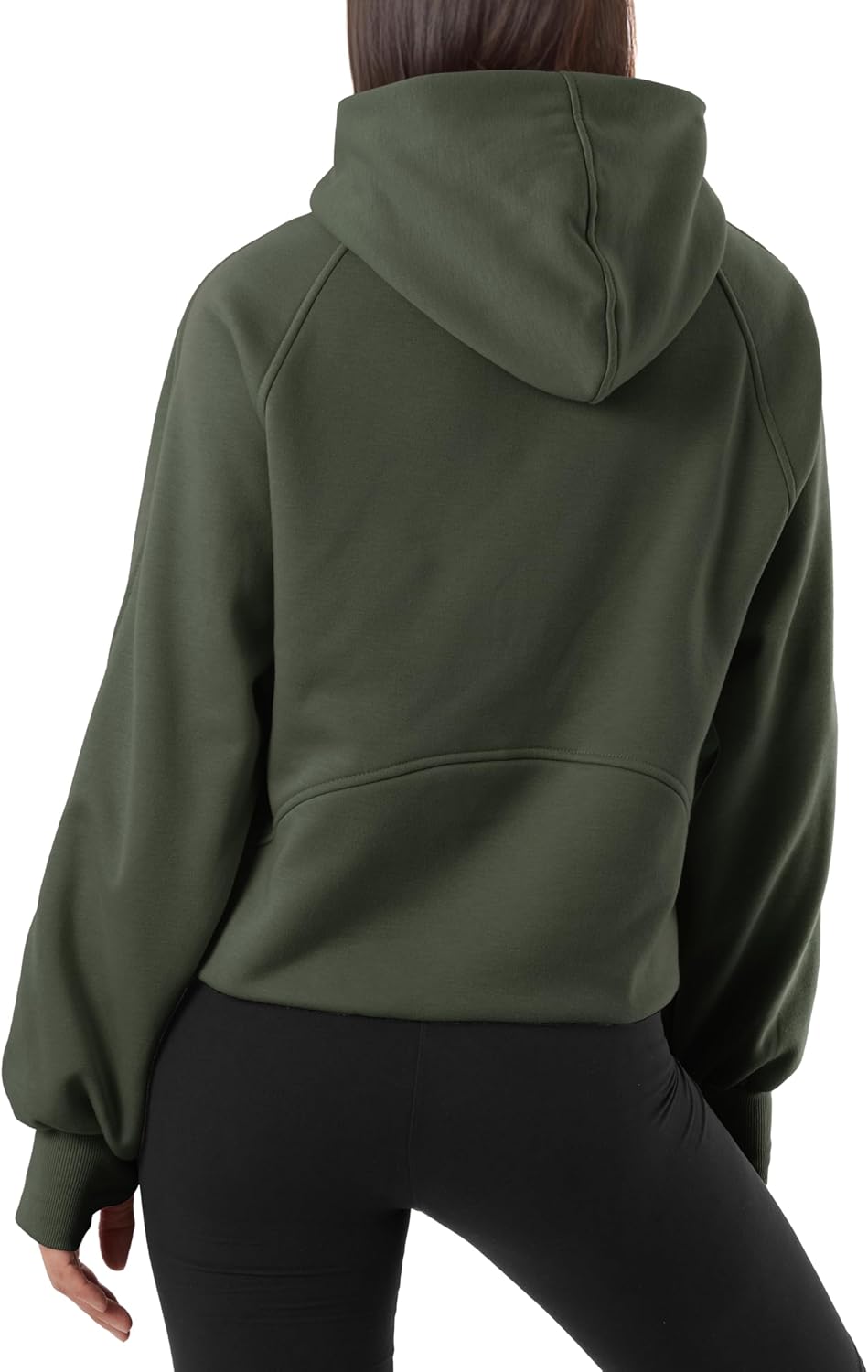 GIVON Womens Cropped Fleece-Lined Hoodie Quarter-Zip Pullover Sweatshirt with Thumb Hole - Image 3