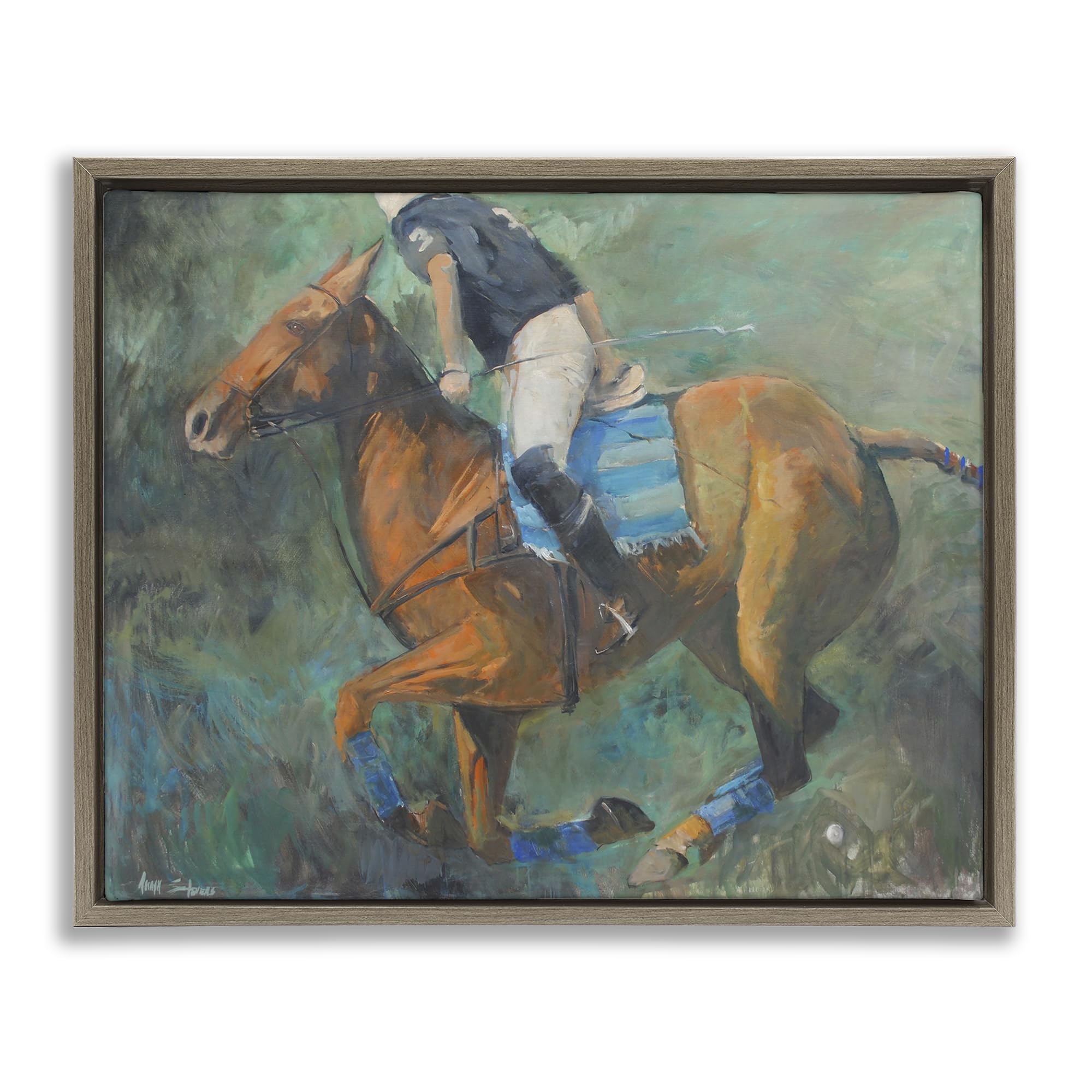 'Polo Rider in Dynamic Motion'| Floating Frame Canvas Art