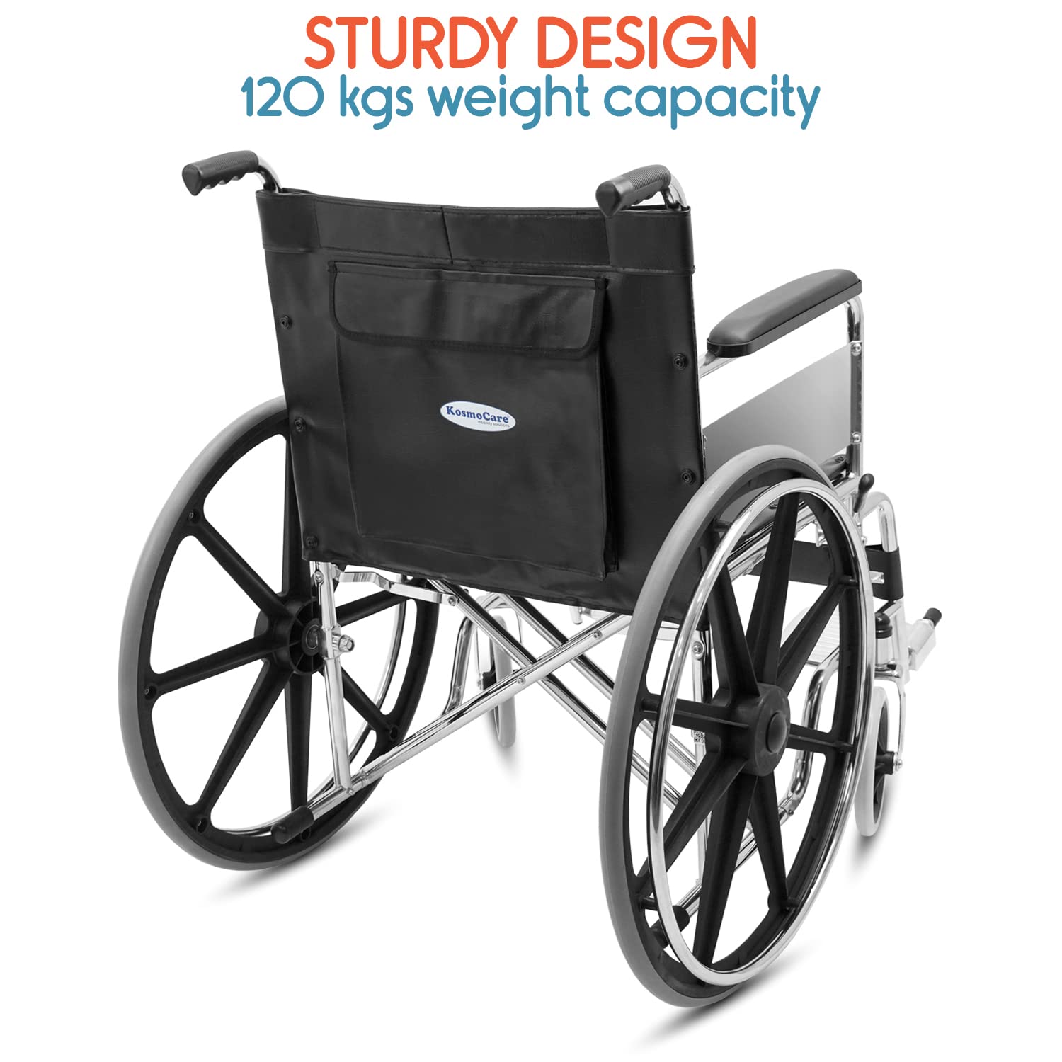 KosmoCare Dura Heavy Duty Foldable Wheelchair for Heavy Patients (Regular)