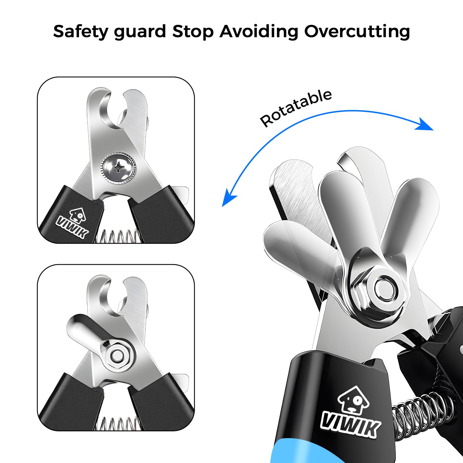 VIWIK Dog Nail Trimmers for Large Medium Dogs, Cats, Professional Dog Nail Clippers with File Quick Sensor & Safety Guard to Avoid Overcutting, Pet Claw Paw Clipper for Grooming with Toenail File Blue - image 2