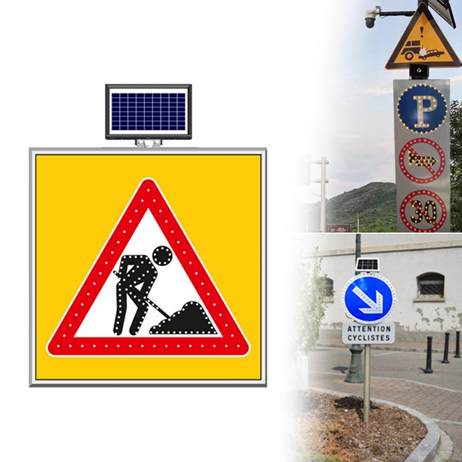 Señal de parada LED con energía solar, película reflectante de grado de ingeniero, señal de tráfico impermeable, rojo parpadeante para carreteras y cruces de peatones, forma octágona, 60 cm