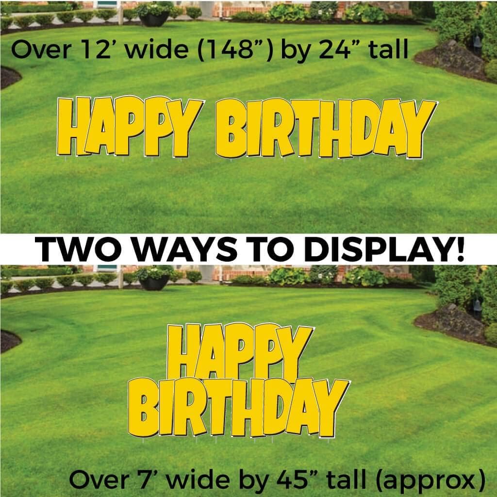 VictoryStore Happy Birthday Yard Sign Quick Set, 24 Inch Luckiest Guy, 5 Piece Jumbo Yard Decorations, Includes Stakes (Yellow 19859)