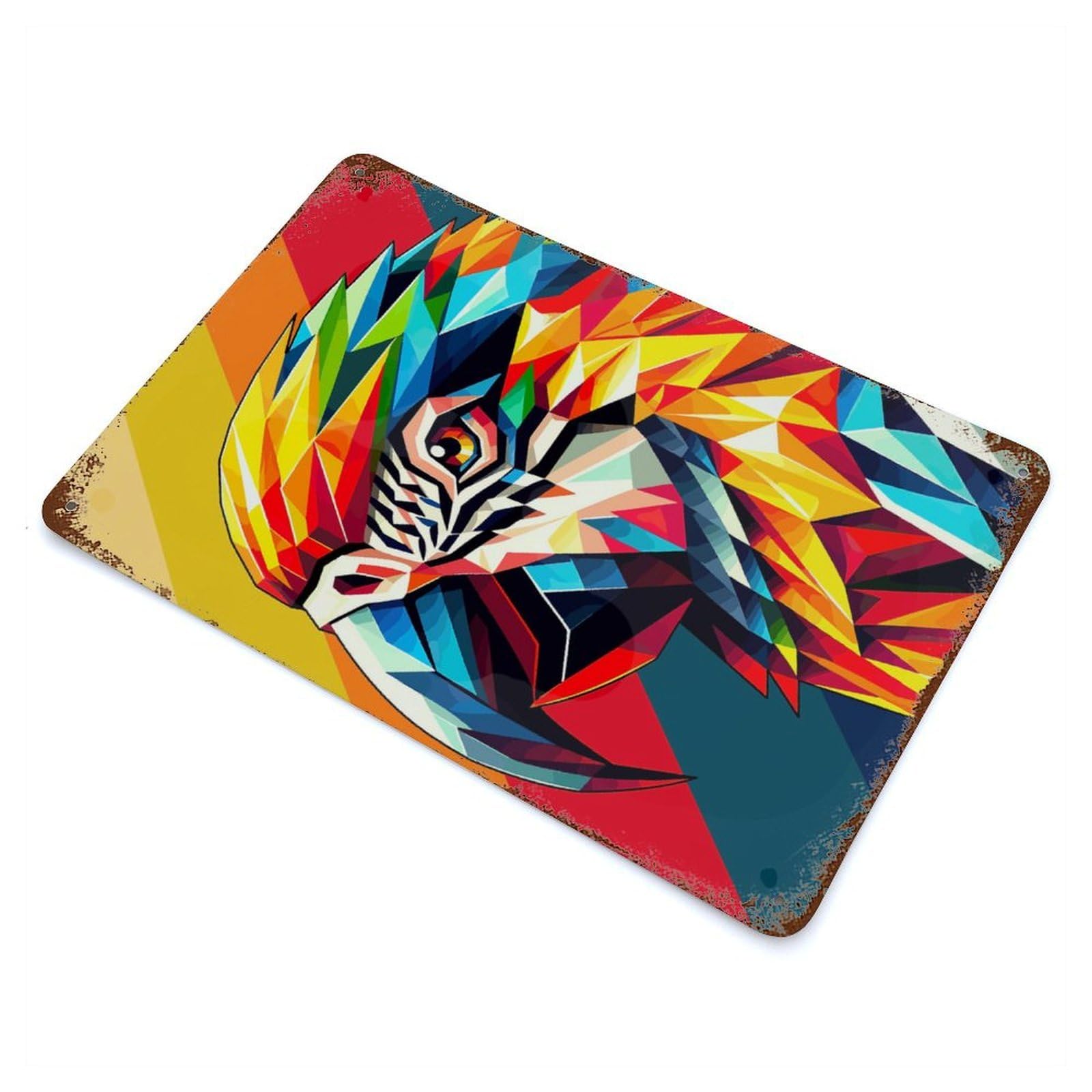 Garage Style Parrot Wpap Pop Art Vintage Rust Metal Sign 11.8"x7.9", Rustic Home Decor for Bar And Workshop
