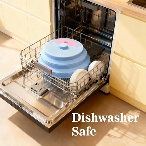 Miniatura 8 de Funda plegable para microondas con vaporizador de agua, cubierta de silicona para salpicaduras y tapa de vapor, 10 pulgadas, libre de BPA, apta para