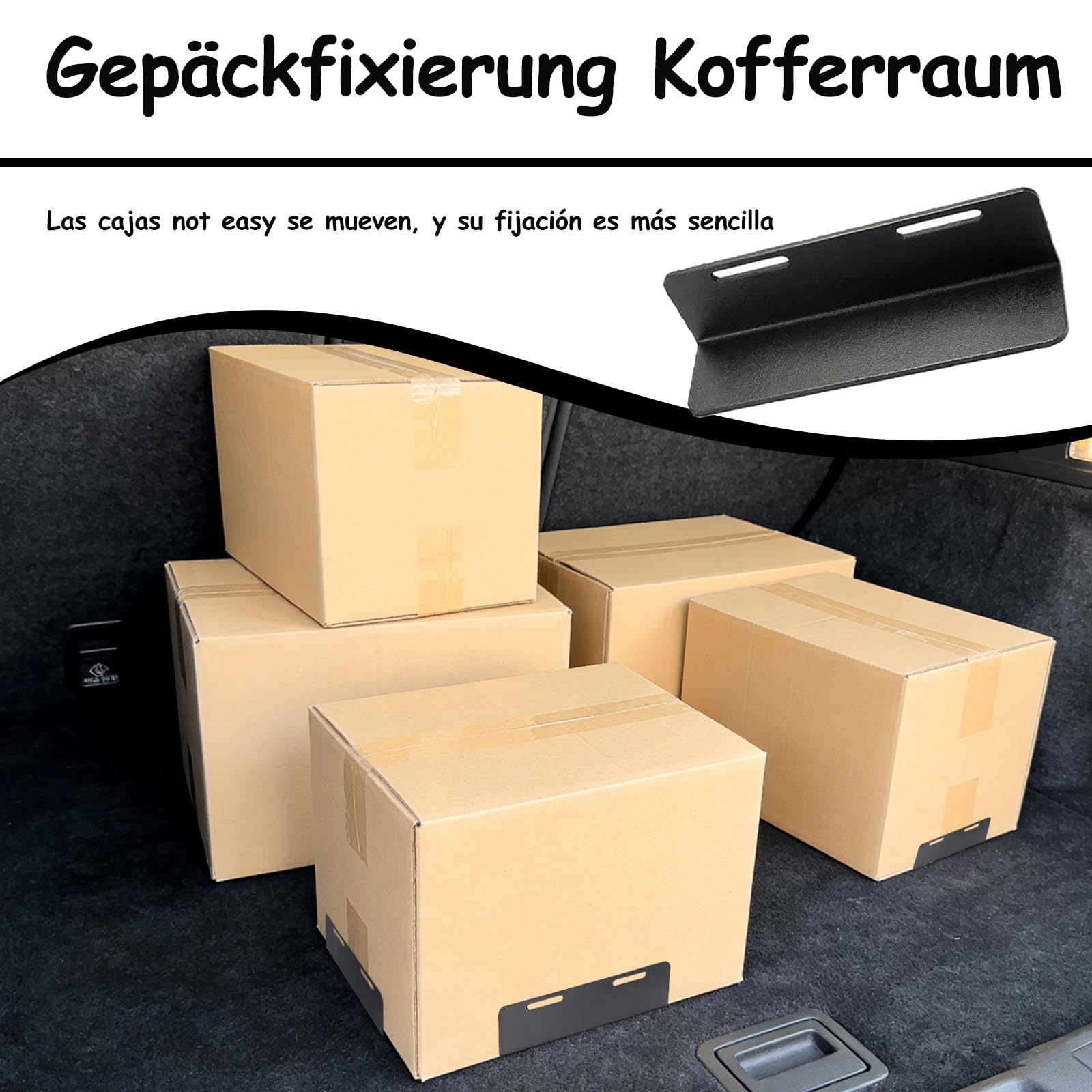 Gepäckfixierung Kofferraum, 4 Stück 19 x 5 x 5 cm Eisen Kofferraums Klettfixierung, Auto Kofferraum Organizer Trenner, für Autos, Vans, SUVs, Limousinen, Kombis