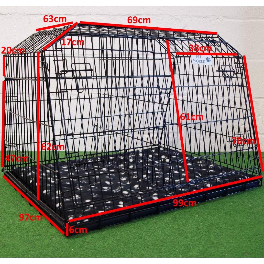 Pet World Estate 38XL samochodowa klatka dla psa, zaprojektowana dla samochodów kombi i samochodów 4 x 4, lekka i odporna na uderzenia stal, łatwy montaż, podwójne drzwi, zdejmowana wodoodporna podstawa, właz ewakuacyjny