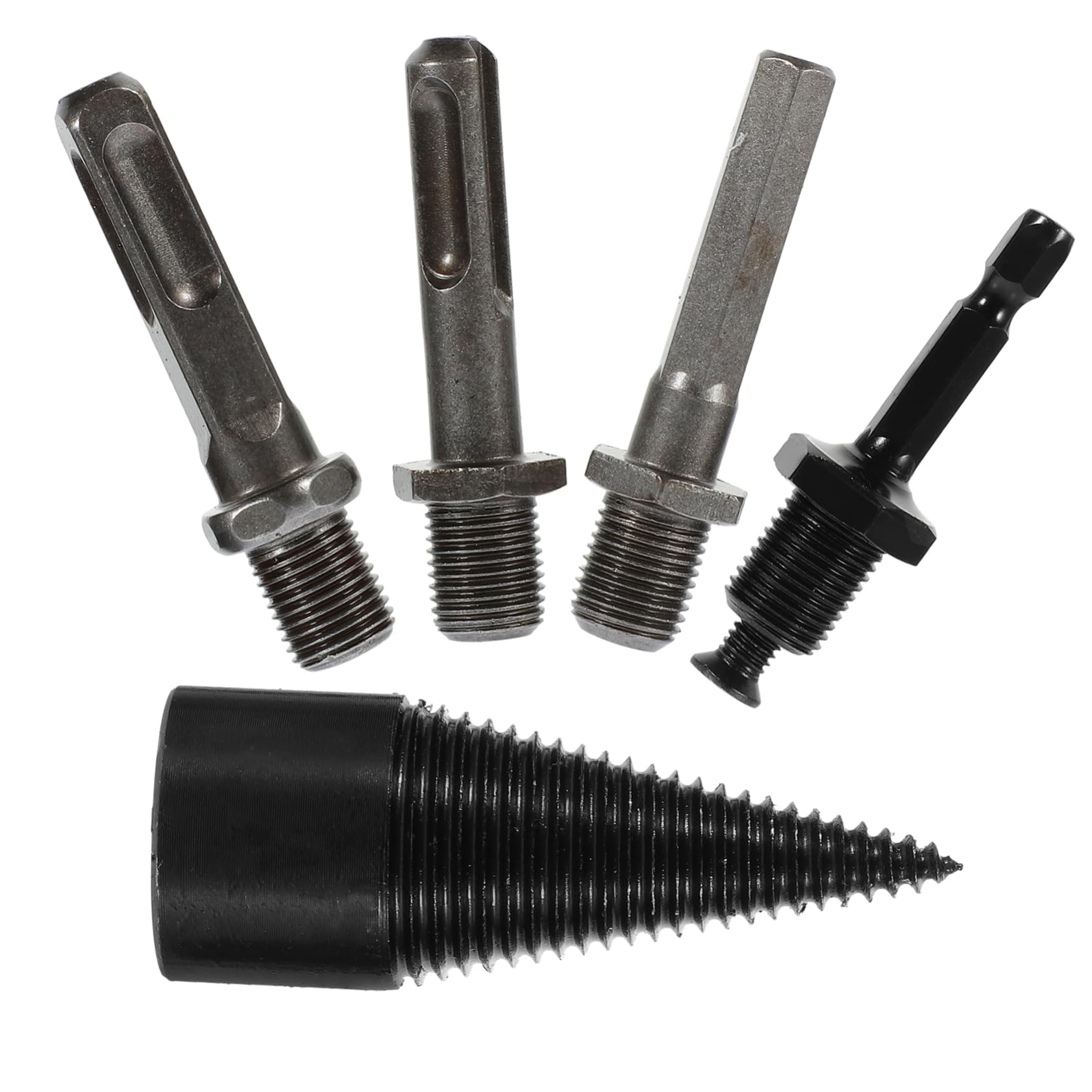 Hemobllo 2 Set Spaccalegna Per Legna Da Ardere Falegnameria Utensili Trapano Elettrico Cono Della Punta Del Trapano Coni Spaccalegna Acciaio Carbonio Black 5 Pezzi*2