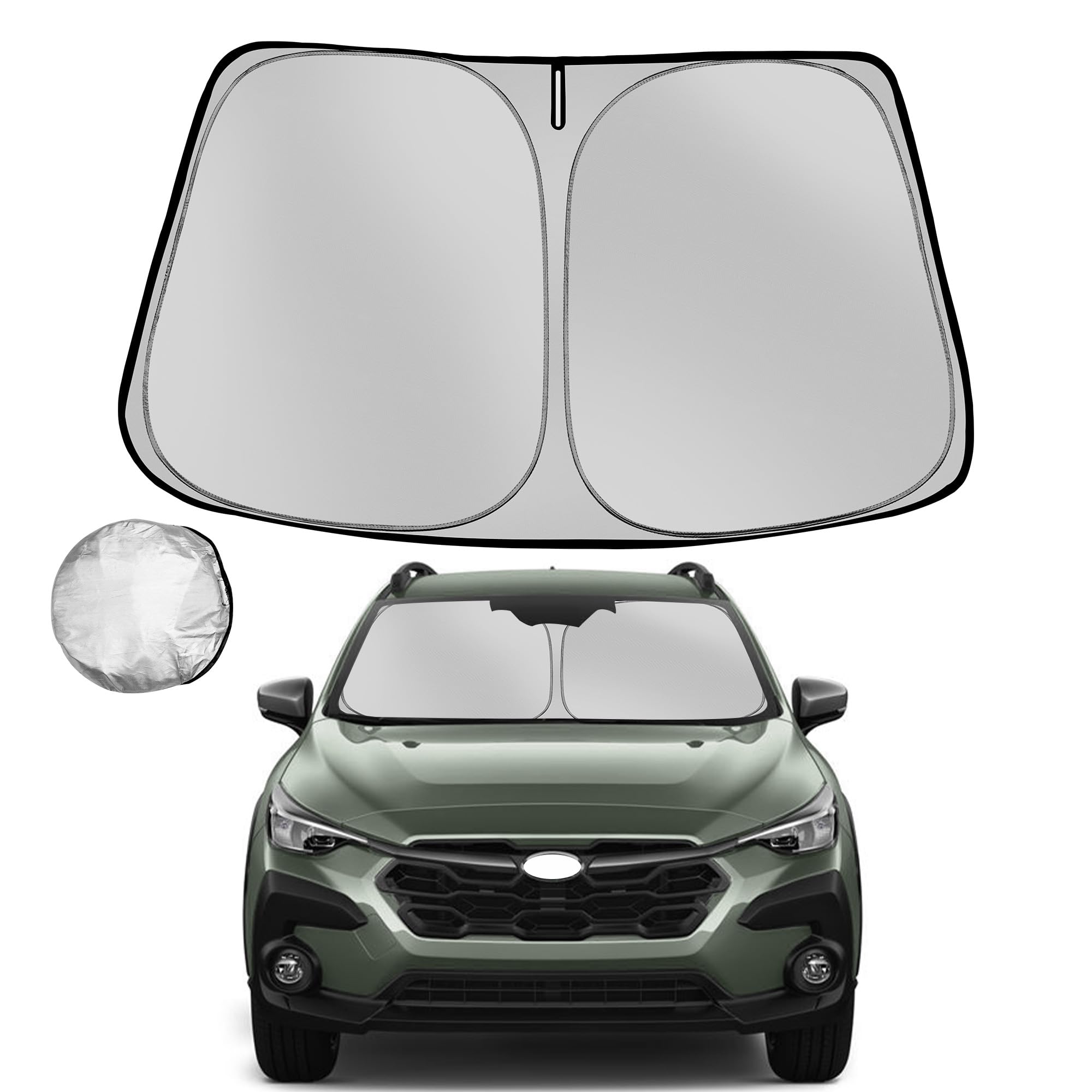 Fonowka Windshield Sun Shade for 2018-2023 Su-baru Crosstrek Foldable Sun Sunshade for Car Front Window Blocks UV Rays and Heat Automotive Interior Protector Custom Fit Accessories