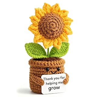 Teacher Appreciation Gift, End of Year Teacher Gifts, Crochet Sunflower Teacher Gifts for Women Men - Thank You for Helping Me Grow, Love & Gratitude Decor for Classroom, Desk, Home - Amazon product rated Grade B
