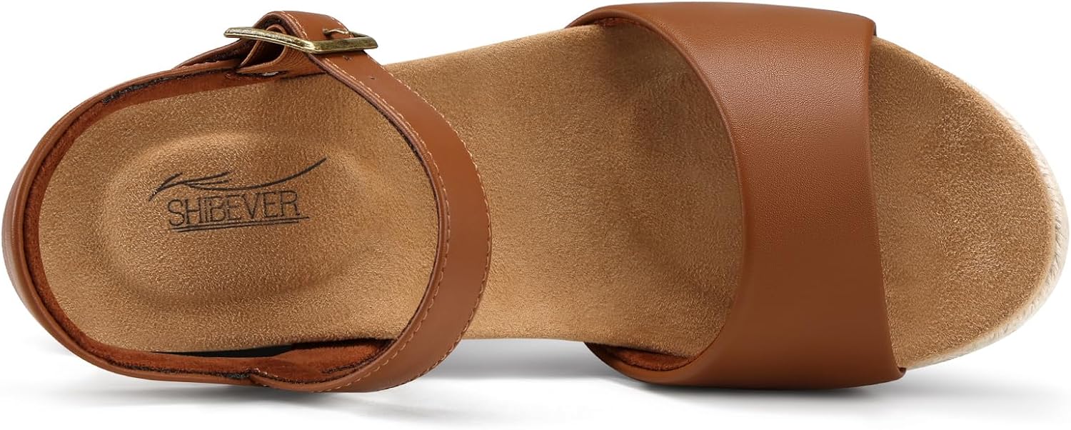 SHIBEVER Women's Wedge Platform Sandals: Espadrille Dressy Comfortable Summer Open Toe Ankle Strap Buckle Women Sandal - Image 6