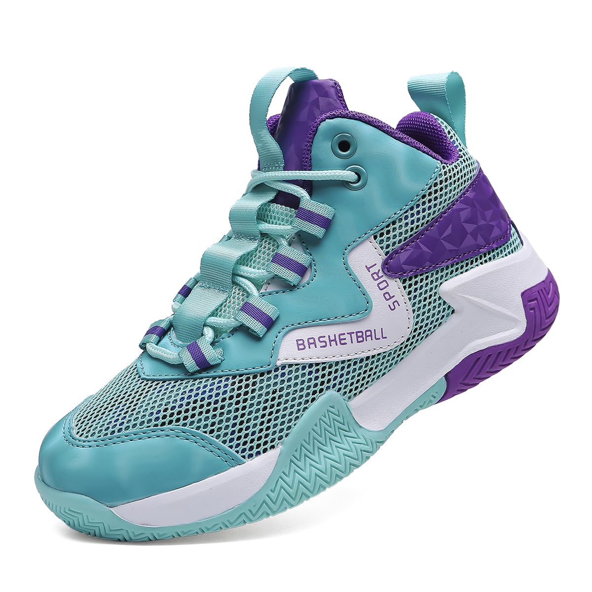 Sanearde Boys Grils Basketball Shoes High Top Youth Fashion Lightweight Volleyball Sneakers Comfortable Non-Slip Footwear