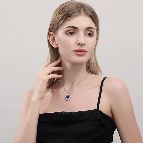 Vista 5 de AILUOR Titanic Heart of the Ocean Collar, collar de plata colgantes, joyería regalo del día de la madre