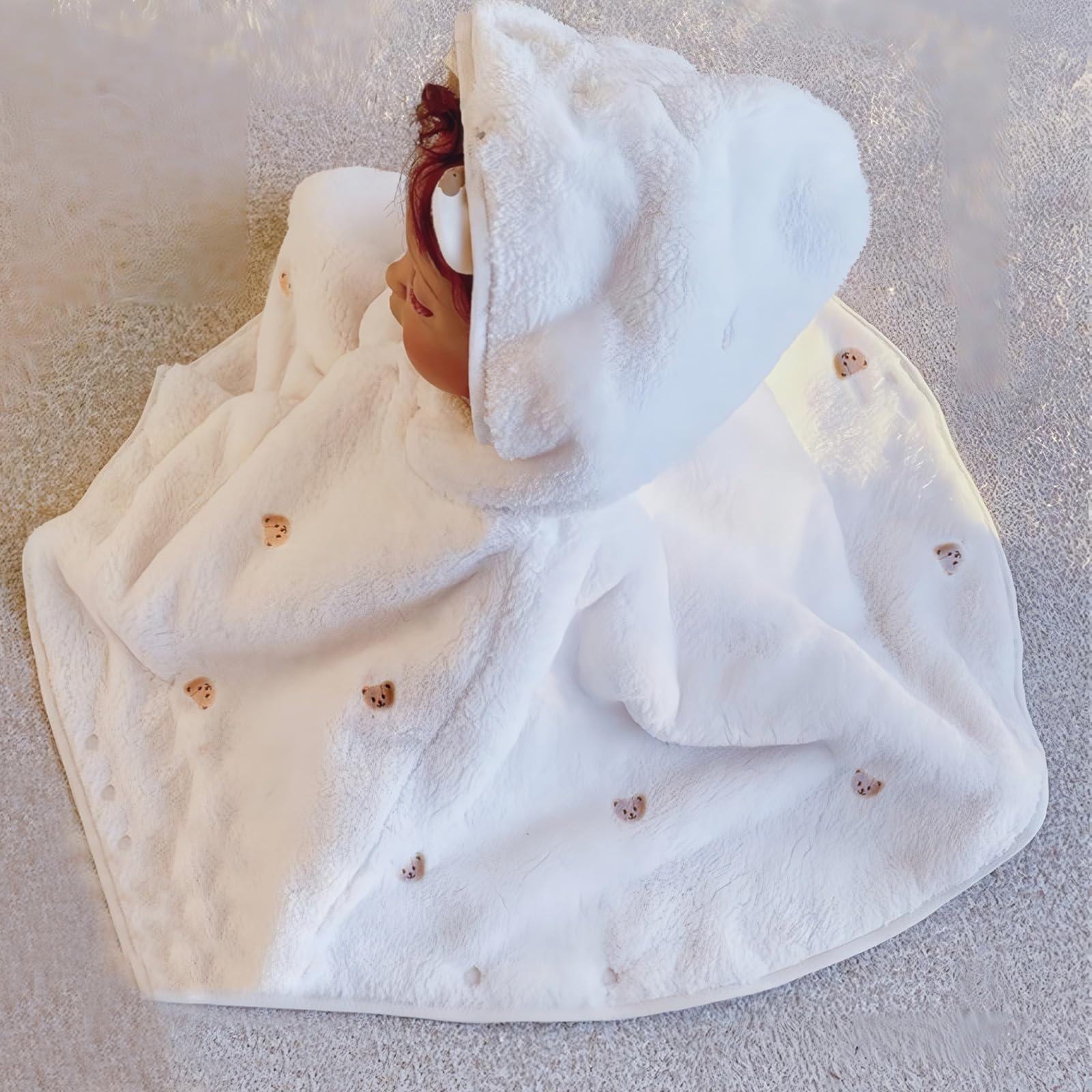 SONARIN Chaude Cape à Capuche Bébé,Manteau d'Hiver Doux Épais Poncho Tout-Petits Mignon Vêtements d'Extérieur Coupe-Vent Veste Châle pour Bébé Garçon Filles 1-3 Ans